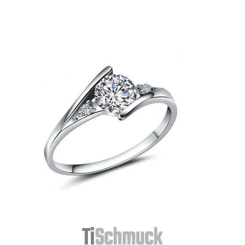 Langlebig Im Einsatz Weiblicher Platinierter Titanring Mit Strass Langlebig Im Einsatz Weiblicher Platinierter Titanring Mit Strass