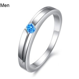 Ausgezeichnete Qualität Blau Platin Plating Titan Ring Für Liebhaber Mit Strass