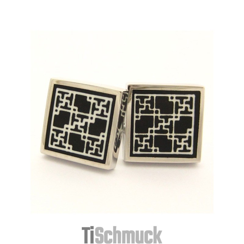 Quadratische Manschettenknöpfe Aus Titan Und Schwarzer Ip-Beschichtung