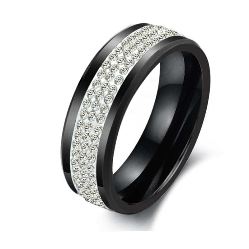 Hochwertiger Schwarzer Wolfram-Keramikring Mit Strass