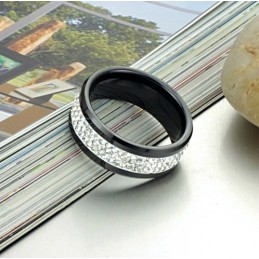 Hochwertiger Schwarzer Wolfram-Keramikring Mit Strass