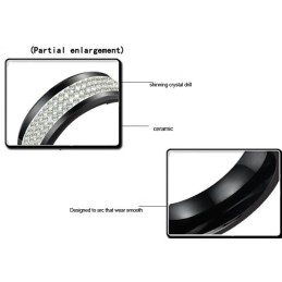 Hochwertiger Schwarzer Wolfram-Keramikring Mit Strass