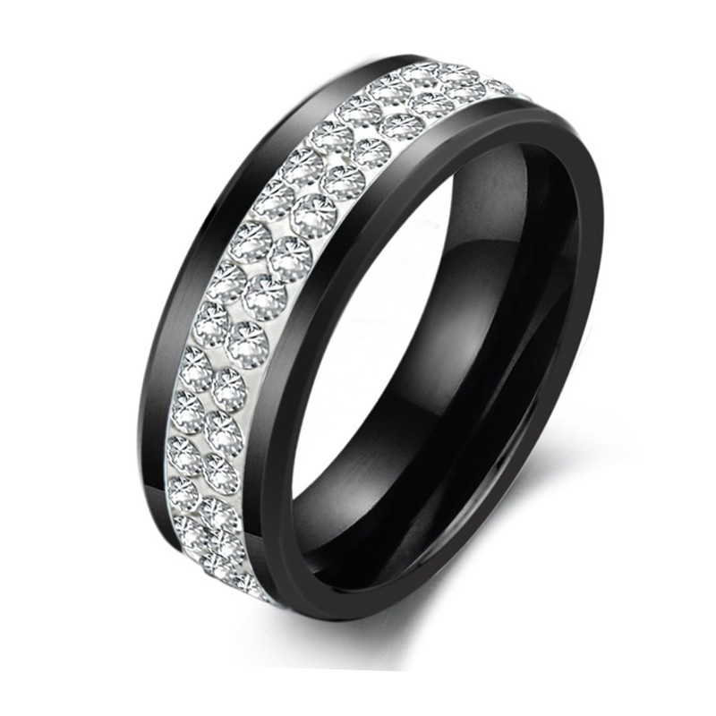 Zuverlässiger Performance-Ring Aus Schwarzem Wolfram-Keramik Mit Strass