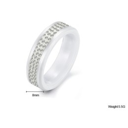 Hochwertiger Weißer Wolfram-Keramikring Mit Strass