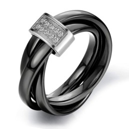 Weltweit Bekannter Schwarzer Wolfram-Keramikring Mit Strass