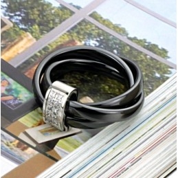 Weltweit Bekannter Schwarzer Wolfram-Keramikring Mit Strass