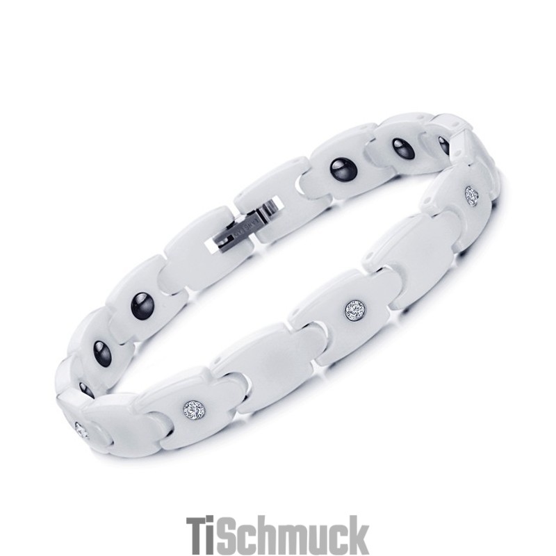 Qualität Und Quantität Gesichertes Weißes Wolfram-Keramik-Armband Mit Strass
