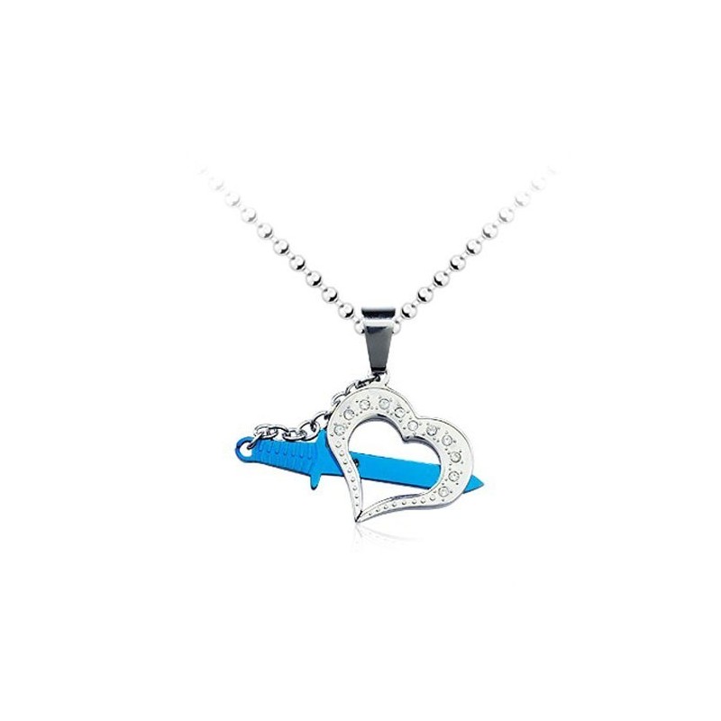 Stilvoller Blauer Titan-Love-Anhänger Für Herren – Inklusive Kette