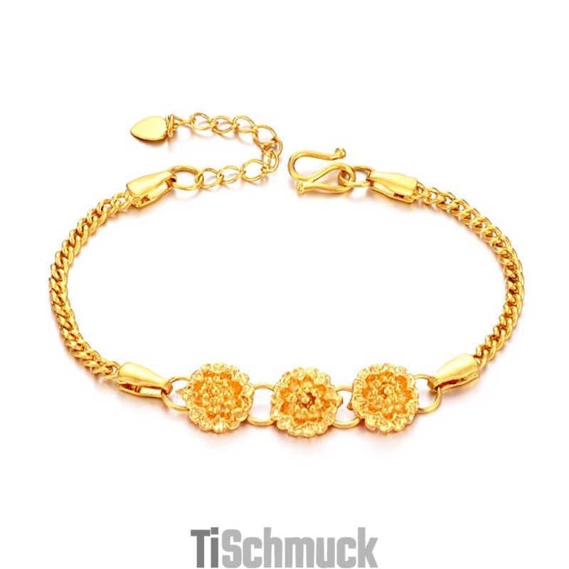 Stabiles, Hochwertiges, Weibliches Armband In Blütenform, 18 Karat Vergoldet Stabiles, Hochwertiges, Weibliches Armband In Blütenform, 18 Karat Vergoldet