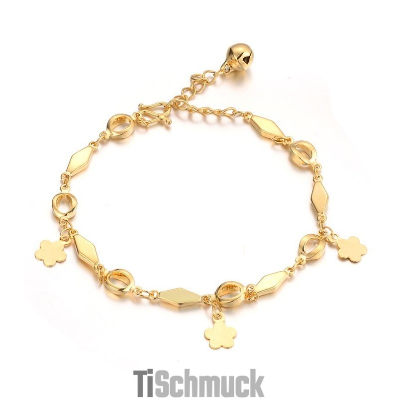 Große Auswahl An Damen-Armbändern, 18 Karat Vergoldet, Mit Glocke Große Auswahl An Damen-Armbändern, 18 Karat Vergoldet, Mit Glocke