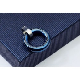 Retro Herren Ringförmiger Blauer Titan Anhänger - Kostenlose Kette