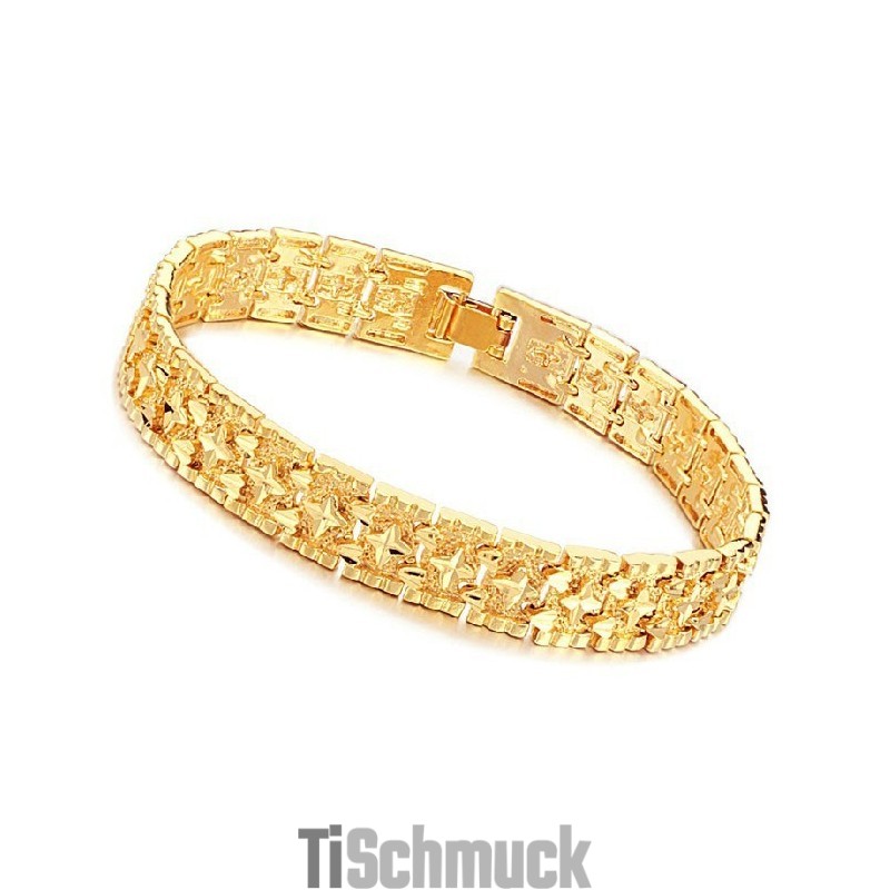Weltweit Bekanntes, 18 Karat Vergoldetes Armband Mit Sternmuster Für Männer Weltweit Bekanntes, 18 Karat Vergoldetes Armband Mit Sternmuster Für Männer