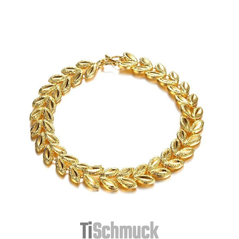 Hochwertiges Damenarmband In Blattform, 18 Karat Vergoldet