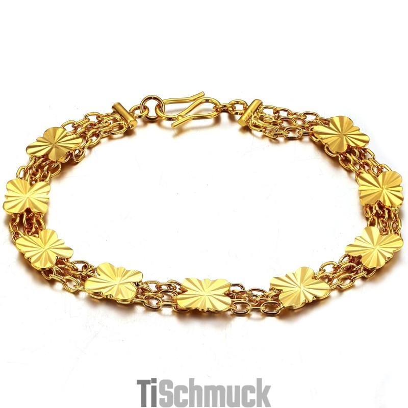Qualität Und Quantität Gesichert Weibliches Armband In Blumenform, 18 Karat Vergoldet Qualität Und Quantität Gesichert Weibliches Armband In Blumenform, 18 Karat Vergoldet