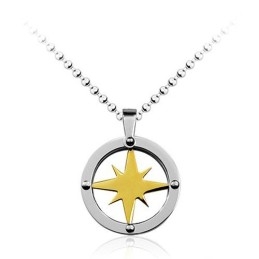 Golden Star Circle Herren-Anhänger Aus Titan – Kostenlose Kette