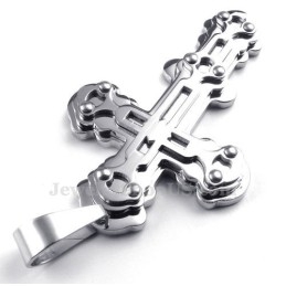 Exquisite Herren-Halskette Mit Kreuzanhänger Aus Silber Und Titan (Inkl. Kette)