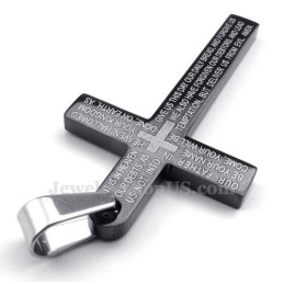 Halskette Mit Schwarzem Kreuzanhänger Aus Titan Mit Schriftzug (Kostenlose Kette)