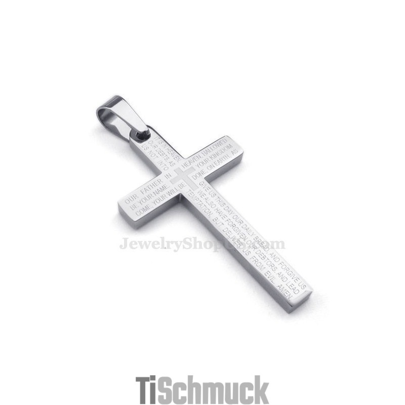 Halskette Mit Kreuzanhänger Aus Titan Mit Schriftzug (Kostenlose Kette) Halskette Mit Kreuzanhänger Aus Titan Mit Schriftzug (Kostenlose Kette)