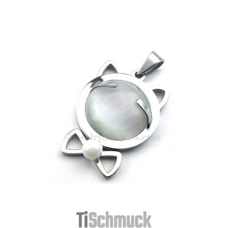Halskette Mit Katzenaugen-Anhänger Aus Silber Und Titan (Kostenlose Kette) Halskette Mit Katzenaugen-Anhänger Aus Silber Und Titan (Kostenlose Kette)