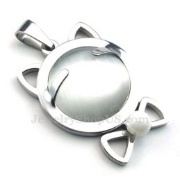 Halskette Mit Katzenaugen-Anhänger Aus Silber Und Titan (Kostenlose Kette)