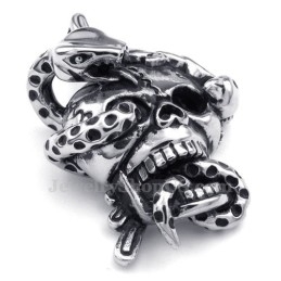 Halskette Mit Totenkopf-Schlangenanhänger Aus Titan (Kostenlose Kette)