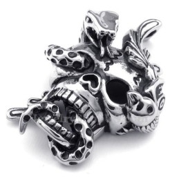 Halskette Mit Totenkopf-Schlangenanhänger Aus Titan (Kostenlose Kette)