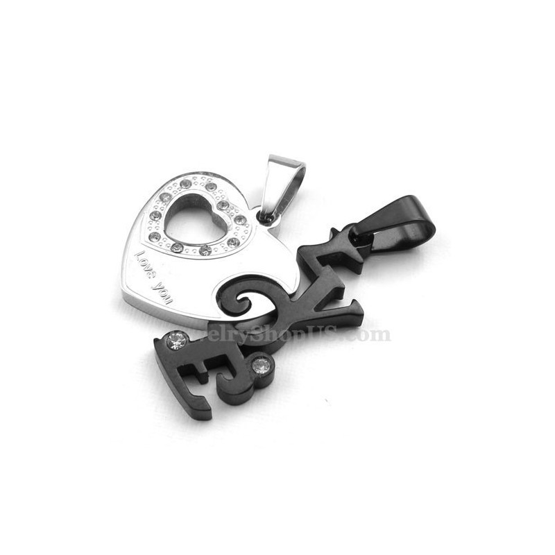 Modische Halskette Mit Herzanhänger Für Paare Aus Titan (Kostenlose Kette) (Ein Paar)