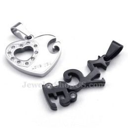 Modische Halskette Mit Herzanhänger Für Paare Aus Titan (Kostenlose Kette) (Ein Paar)