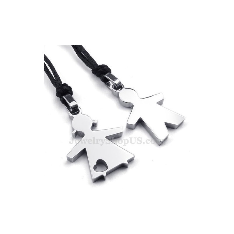 Halskette Mit Anhänger Aus Silber Und Titan Für Sie Und Ihn (Kostenlose Kette) (Ein Paar)