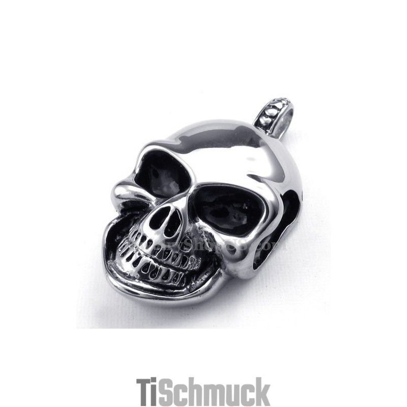 Halskette Mit Totenkopf-Anhänger Aus Silber Und Titan (Kostenlose Kette) Halskette Mit Totenkopf-Anhänger Aus Silber Und Titan (Kostenlose Kette)