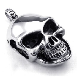 Halskette Mit Totenkopf-Anhänger Aus Silber Und Titan (Kostenlose Kette)