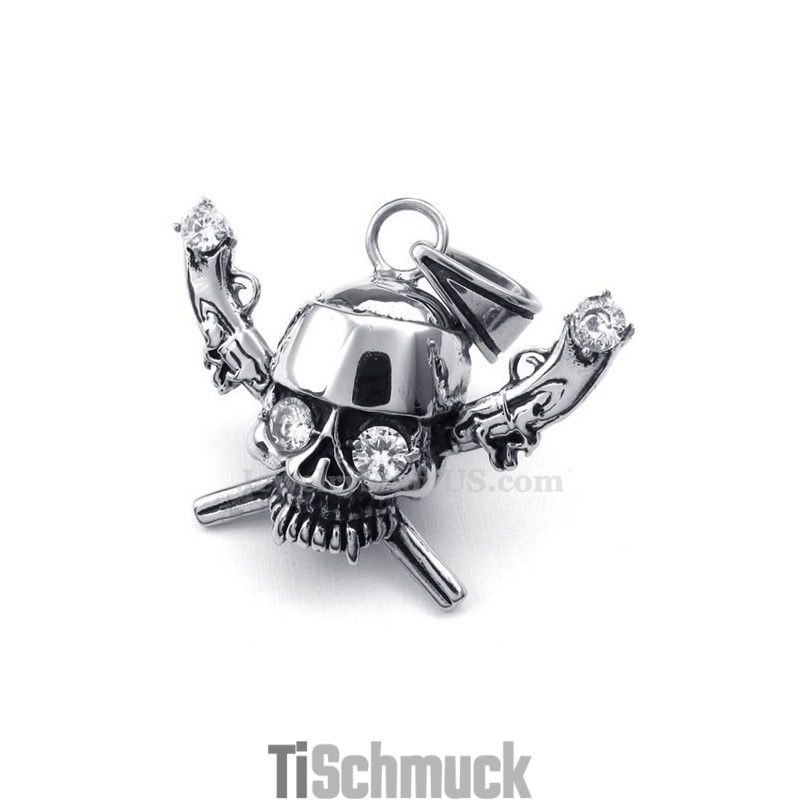 Halskette Mit Piraten-Totenkopf-Anhänger Aus Titan (Kostenlose Kette) Halskette Mit Piraten-Totenkopf-Anhänger Aus Titan (Kostenlose Kette)