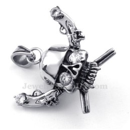 Halskette Mit Piraten-Totenkopf-Anhänger Aus Titan (Kostenlose Kette)
