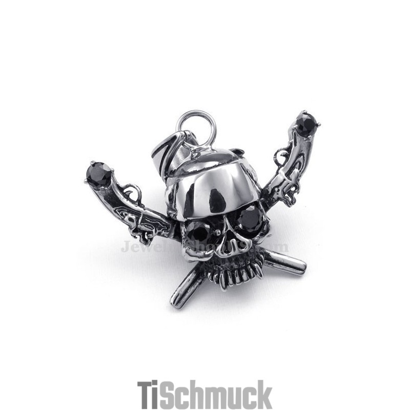 Exquisite Halskette Mit Piratenschädel-Anhänger Aus Titan (Inkl. Kette) Exquisite Halskette Mit Piratenschädel-Anhänger Aus Titan (Inkl. Kette)