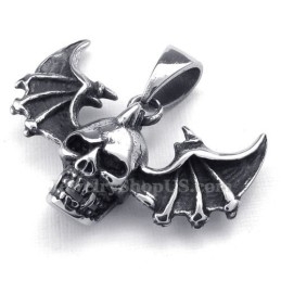 Halskette Mit Flügel-Totenkopfanhänger Aus Titan (Kostenlose Kette)