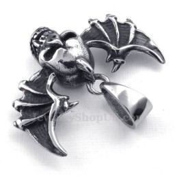 Halskette Mit Flügel-Totenkopfanhänger Aus Titan (Kostenlose Kette)