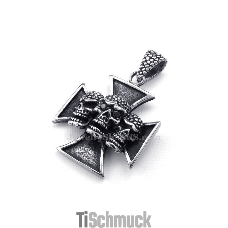 Halskette Mit Totenkopf-Anhänger „The Cross“ Aus Titan (Kostenlose Kette)