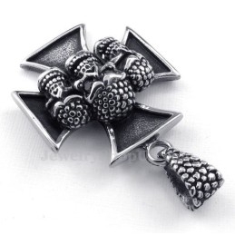 Halskette Mit Totenkopf-Anhänger „The Cross“ Aus Titan (Kostenlose Kette)