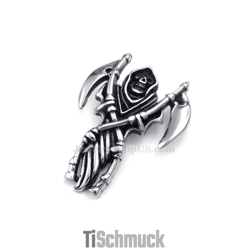 Halskette Mit Sensenmann-Anhänger Aus Titan (Kostenlose Kette) Halskette Mit Sensenmann-Anhänger Aus Titan (Kostenlose Kette)