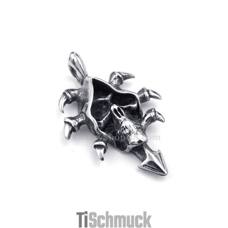 Atemberaubende Halskette Mit Totenkopf-Anhänger Aus Titan (Kostenlose Kette)