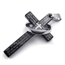Halskette Mit Schwarzem Kreuzanhänger Aus Titan Mit Schriftzug (Kostenlose Kette)