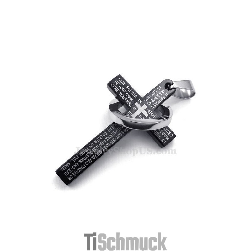 Halskette Mit Schwarzem Kreuzanhänger Aus Titan Mit Schriftzug (Kostenlose Kette) Halskette Mit Schwarzem Kreuzanhänger Aus Titan Mit Schriftzug (Kostenlose Kette)