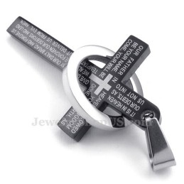 Halskette Mit Schwarzem Kreuzanhänger Aus Titan Mit Schriftzug (Kostenlose Kette)