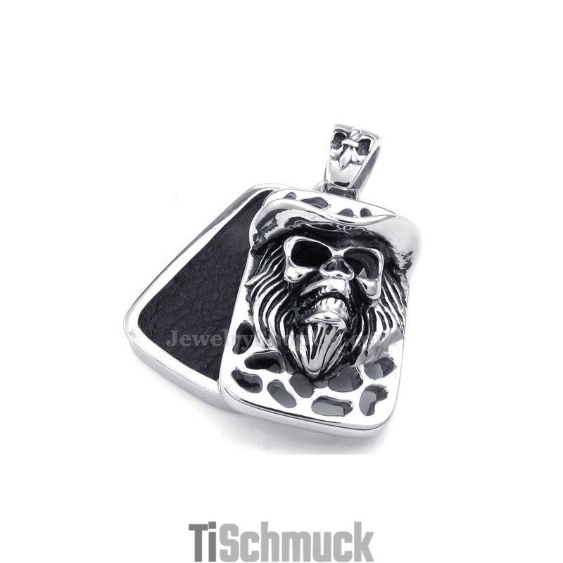 Cards Halskette Mit Totenkopf-Anhänger Aus Titan (Kostenlose Kette)