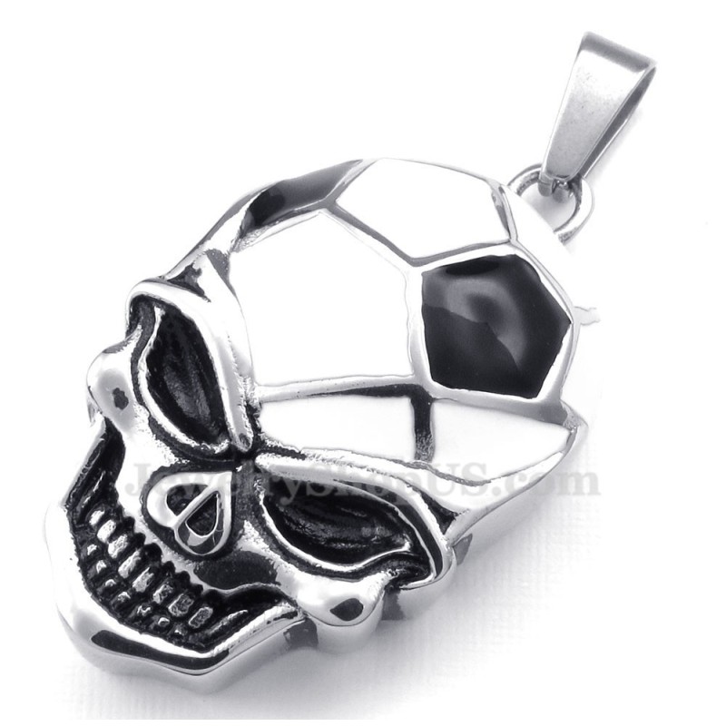 Halskette Mit Anhänger Aus Titan Mit Fußball- Und Fußball-Totenkopf (Inklusive Kette) Halskette Mit Anhänger Aus Titan Mit Fußball- Und Fußball-Totenkopf (Inklusive Kette)