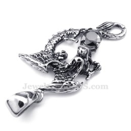 Halskette Mit Flugsaurier-Anhänger Aus Titan Mit Schwarzem Zirkon (Kostenlose Kette)