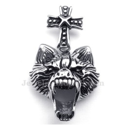 Halskette Mit Wolfskopf-Anhänger Aus Titan (Kostenlose Kette)