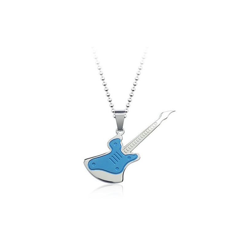 Modischer Anhänger Aus Titan Mit Blauer Gitarre, Inklusive Kette