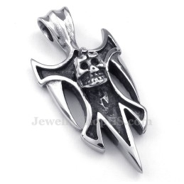 Halskette Mit Totenkopf-Anhänger Aus Titan (Kostenlose Kette)
