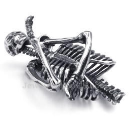 Halskette Mit Totenkopf-Anhänger Aus Titan (Kostenlose Kette)